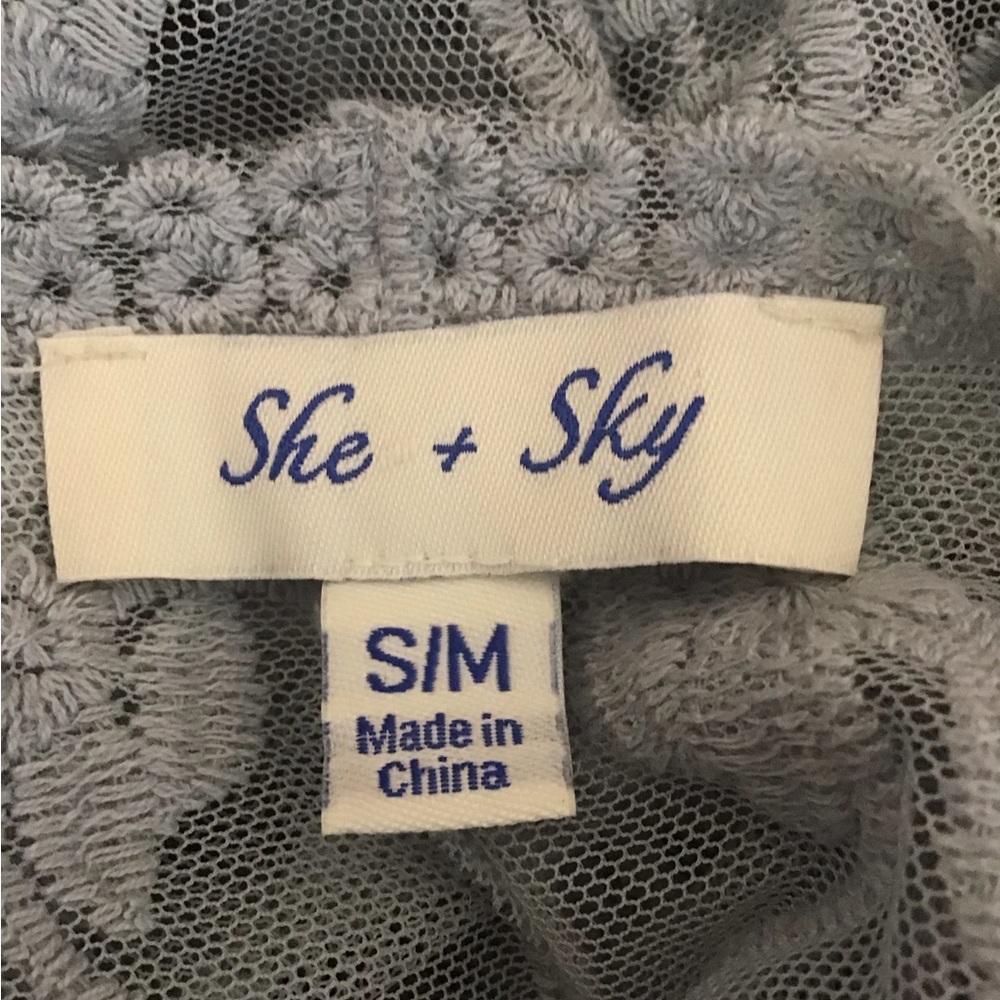 She Plus Sky Long Light Blue Shawl Preloved Clean Condition View 3